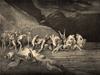thumbnail of Charon ferrying the damned by Dore